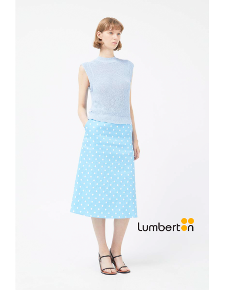Falda midi vaquera lunares azul 11021