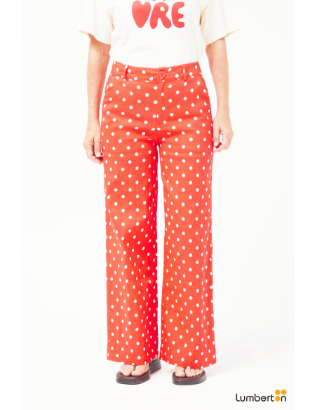 Jeans rectos lunares rojo11004