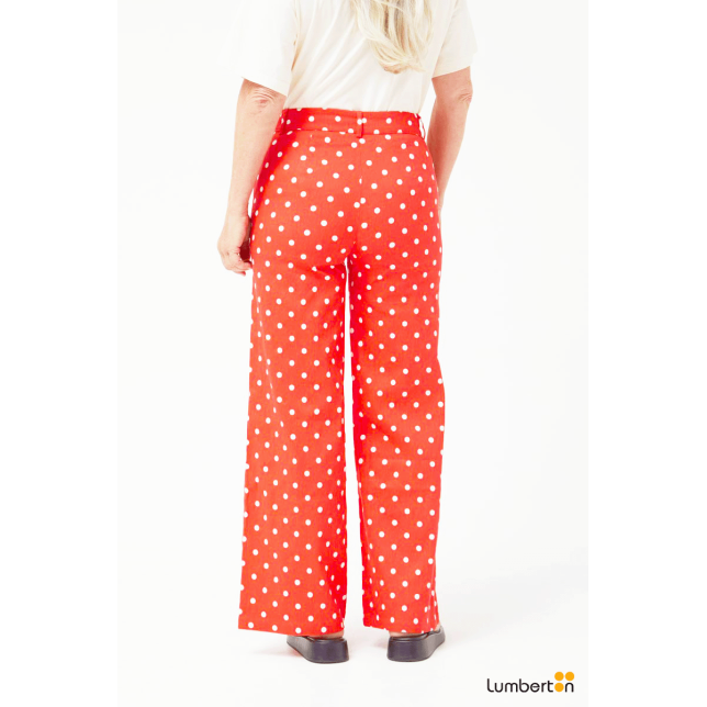 Jeans rectos lunares rojo11004