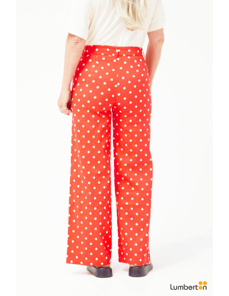 Jeans rectos lunares rojo11004