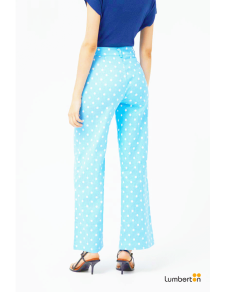 Jeans rectos lunares azul11006