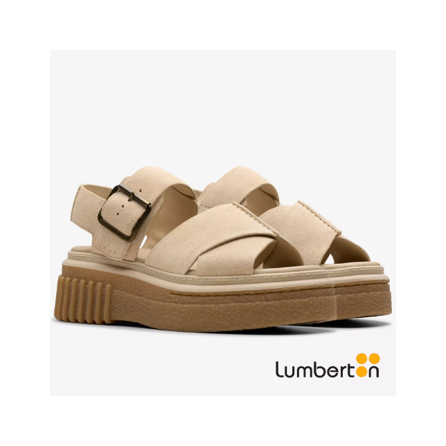 Sandalia Plataforma Beige con Hebilla...