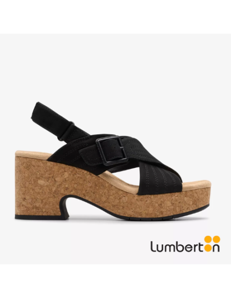 Sandalia Negra + Detalle Tiras en Cruz y Hebilla NERISAN