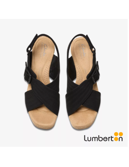 Sandalia Negra + Detalle Tiras en Cruz y Hebilla NERISAN