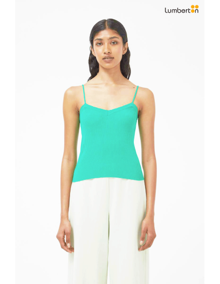 Top canalé tirantes finos verde10402