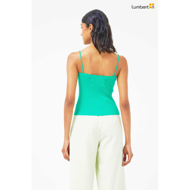 Top canalé tirantes finos verde10402