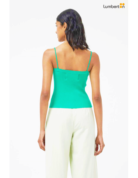 Top canalé tirantes finos verde10402
