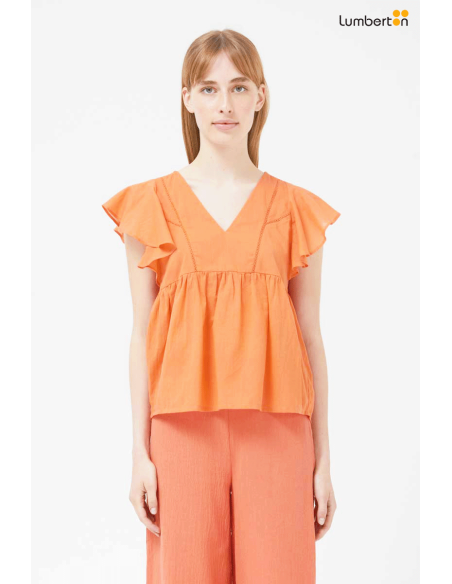 Top escote pico sin mangas naranja41121