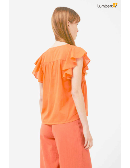 Top escote pico sin mangas naranja41121