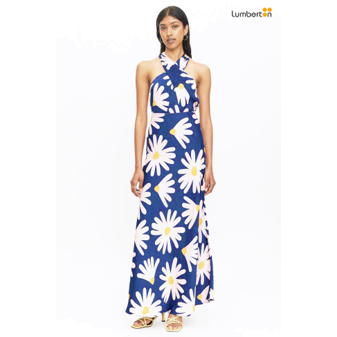 Top halter satinado floral...