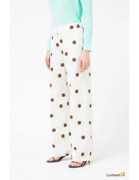 Pantalón recto floral Green Sun43102