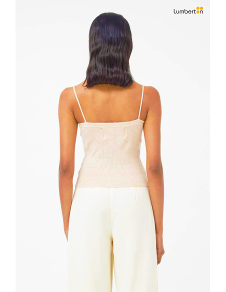 Top canalé tirantes finos beige10403