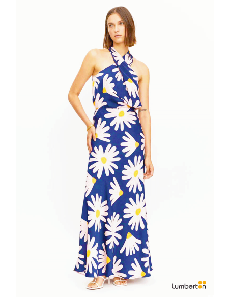 Falda larga satinada floral Bellis Big11302