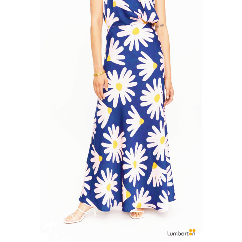 Falda larga satinada floral... 2