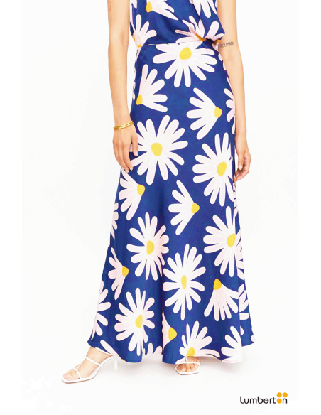 Falda larga satinada floral Bellis Big11302
