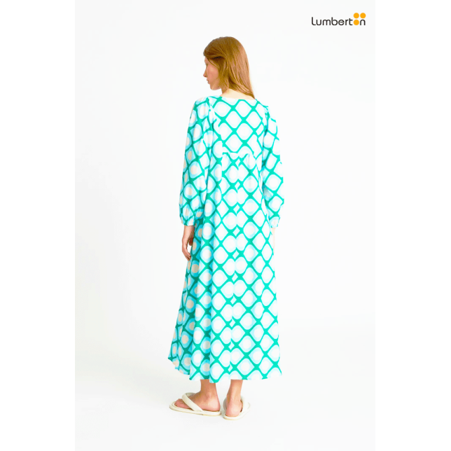 Vestido estampado verde azul y...