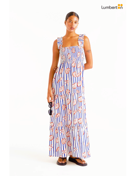 Vestido largo tirantes estampado rayas40115