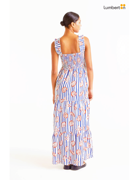 Vestido largo tirantes estampado rayas40115