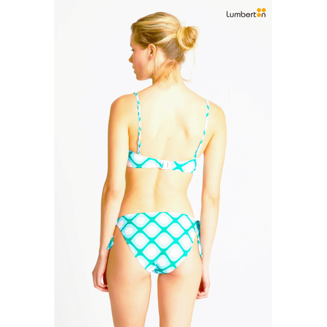 Top Bikini Estampado Azul, Verde y...