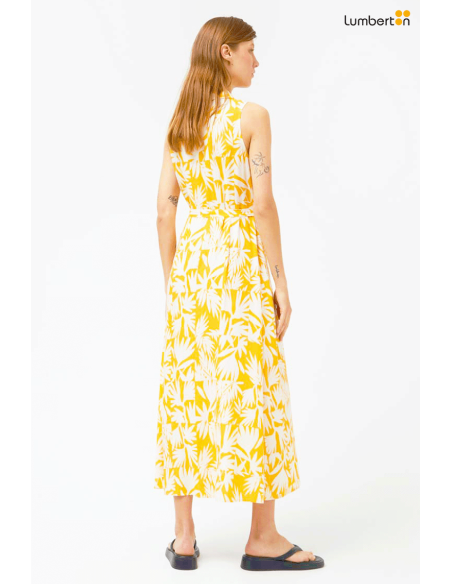 Vestido Botones Largo Amarillo Estampado11031