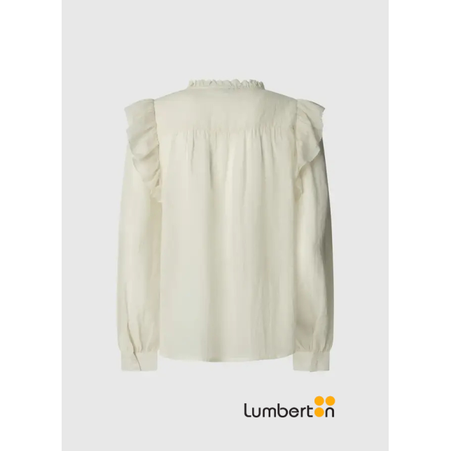 Blusa beig con volantes estilo...