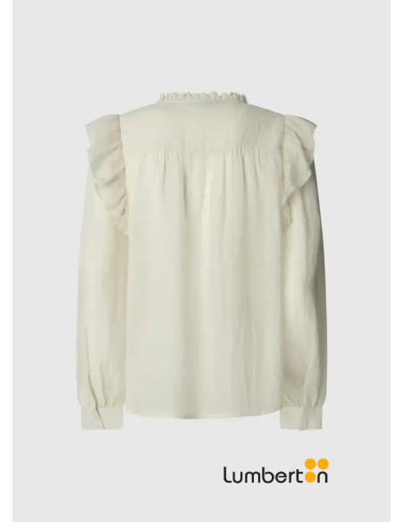 Blusa beig con volantes estilo romantica LOIR
