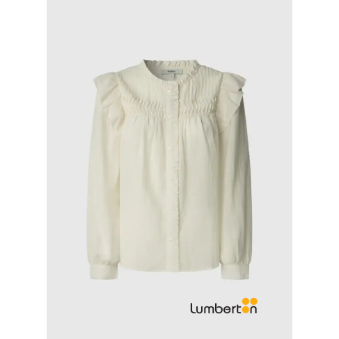 Blusa beig con volantes...