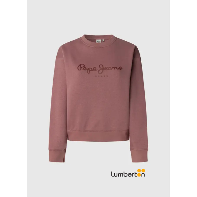 Sudadera cuello redondo rosa con logo...