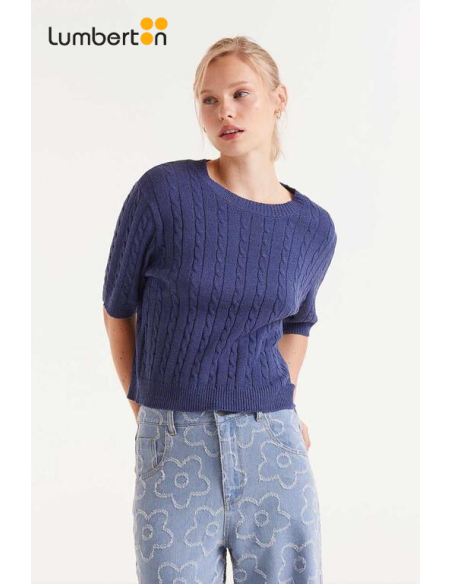 CAMISETA MUJER AZUL CORTA 10319