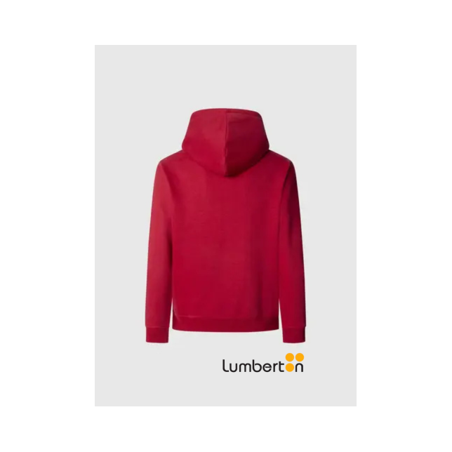 Sudadera roja  capucha letras azul...