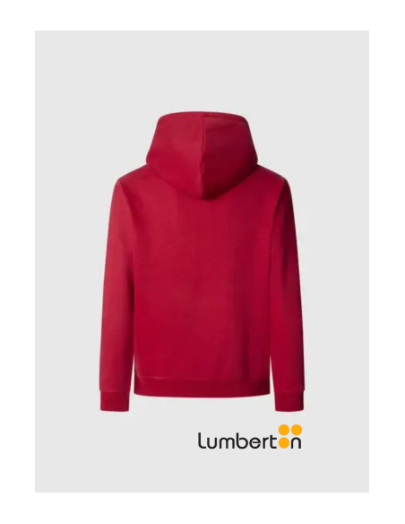 Sudadera roja  capucha letras azul marino MACBER