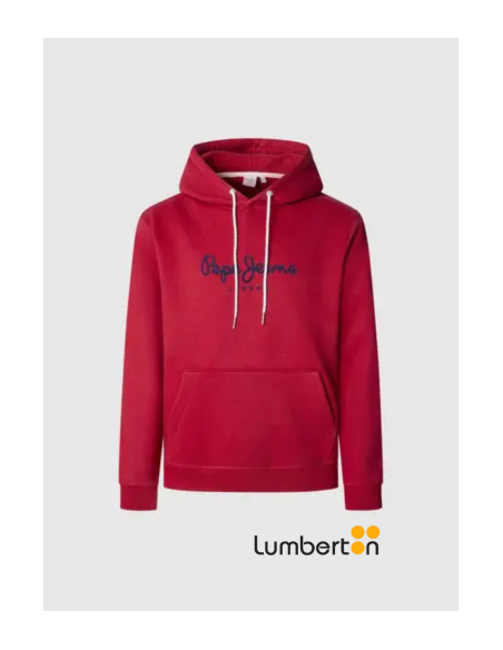 Sudadera roja  capucha letras azul marino MACBER