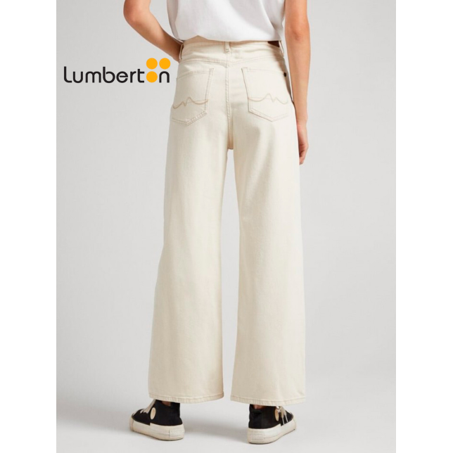 Pantalón beig con bolsillos laterales...