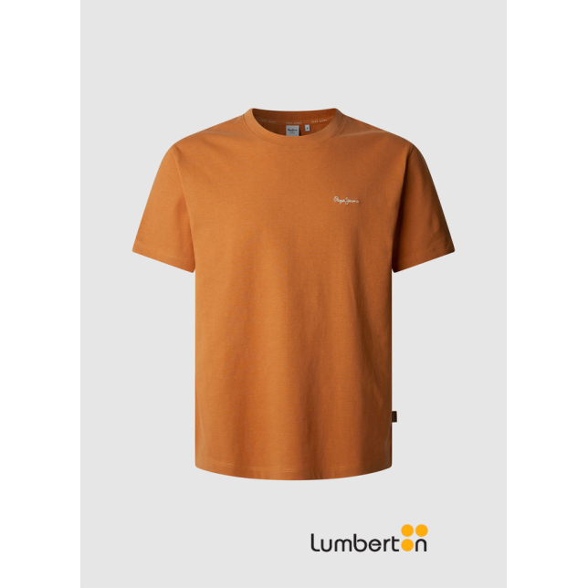 Camiseta m/corta algodón color rojizo...