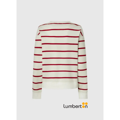 Sudadera beig raya roja BIENNA 2