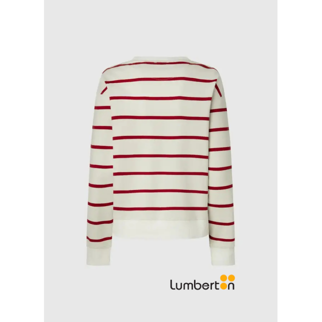 Sudadera beig raya roja BIENNA