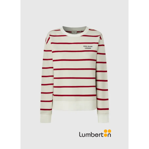 Sudadera beig raya roja BIENNA