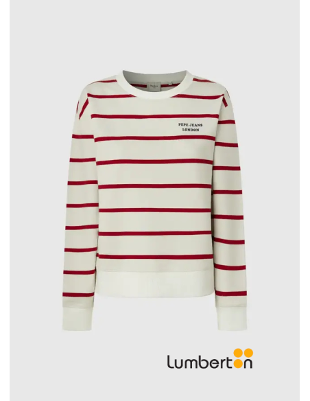 Sudadera beig raya roja BIENNA