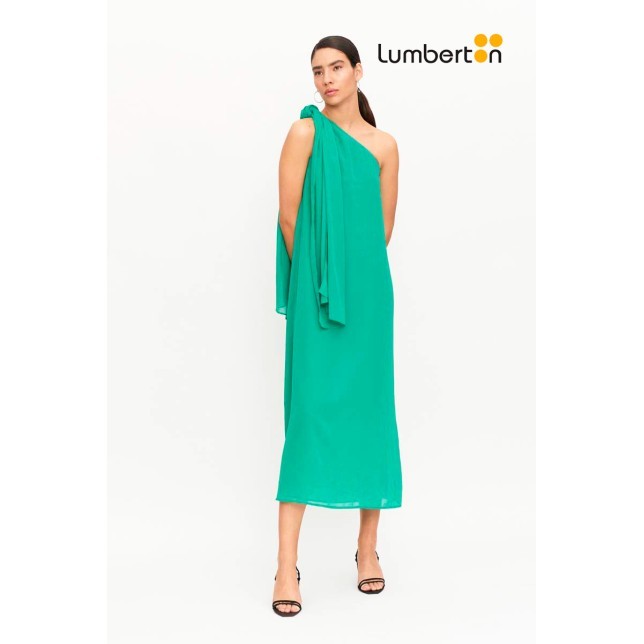 Vestido Largo Asimétrico Verde Con...