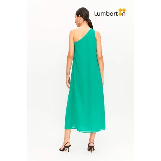 Vestido Largo Asimétrico Verde Con...