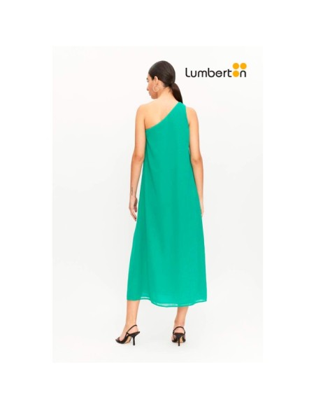 Vestido Largo Asimétrico Verde Con Fular11316