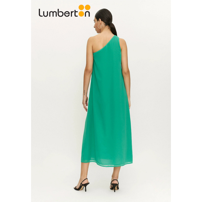 Vestido Largo Asimétrico Verde Con...