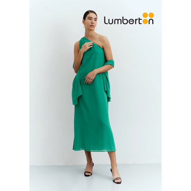 Vestido Largo Asimétrico Verde Con...