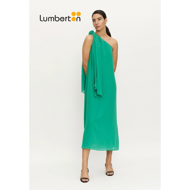 Vestido Largo Asimétrico Verde Con...