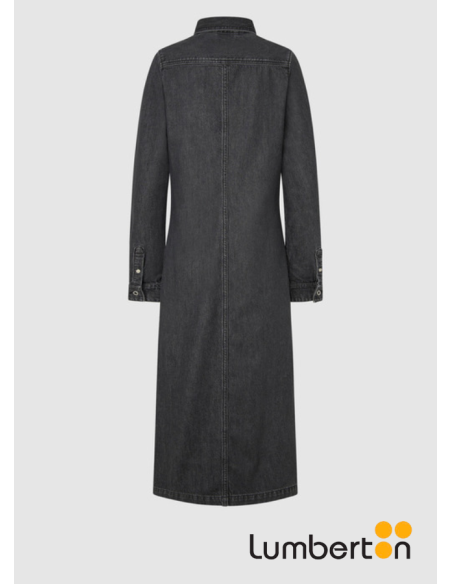 Vestido Tejano Largo Abotonado GrisCHARCOAL