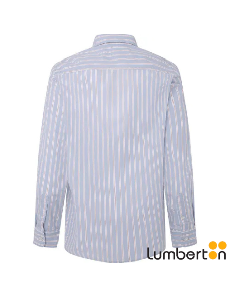 Camisa M/L Azul Cielo Rayas Blancas/MarrónMARIUS