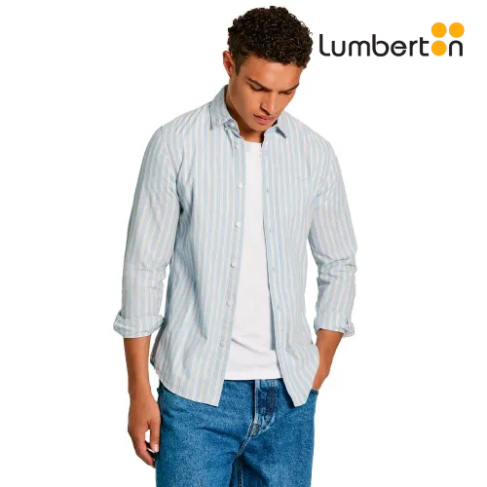 Camisa M/L Azul Cielo Rayas...