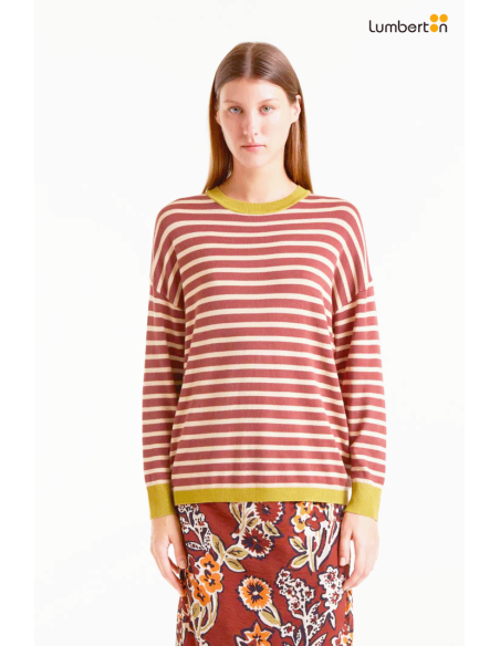 Jersey punto de rayas marrón y blanco10242