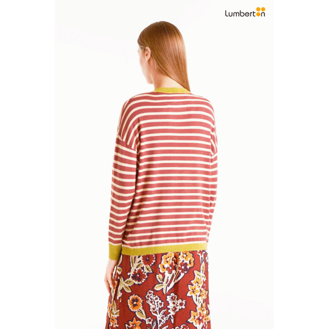 Jersey punto de rayas marrón y...