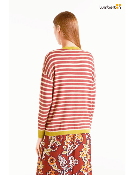 Jersey punto de rayas marrón y blanco10242